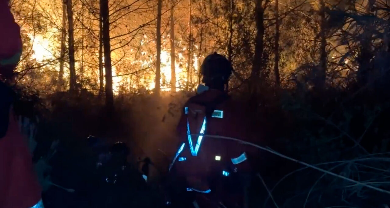 Els diferents serveis i cossos intervinents treballant junts per contenir l'incendi forestal.