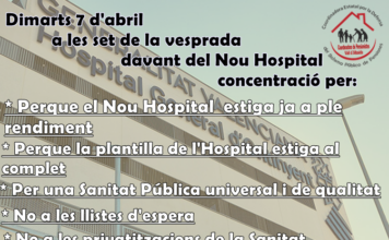 La Coordinadora de Pensionistes convoca una concentració al Nou Hospital d’Ontinyent contra les llistes d’espera