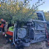 Accident a la CV-60: rescaten amb una escala una persona atrapada a Montitxelvo succés-montitxelvo