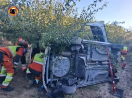 Accident a la CV-60: rescaten amb una escala una persona atrapada a Montitxelvo succés-montitxelvo
